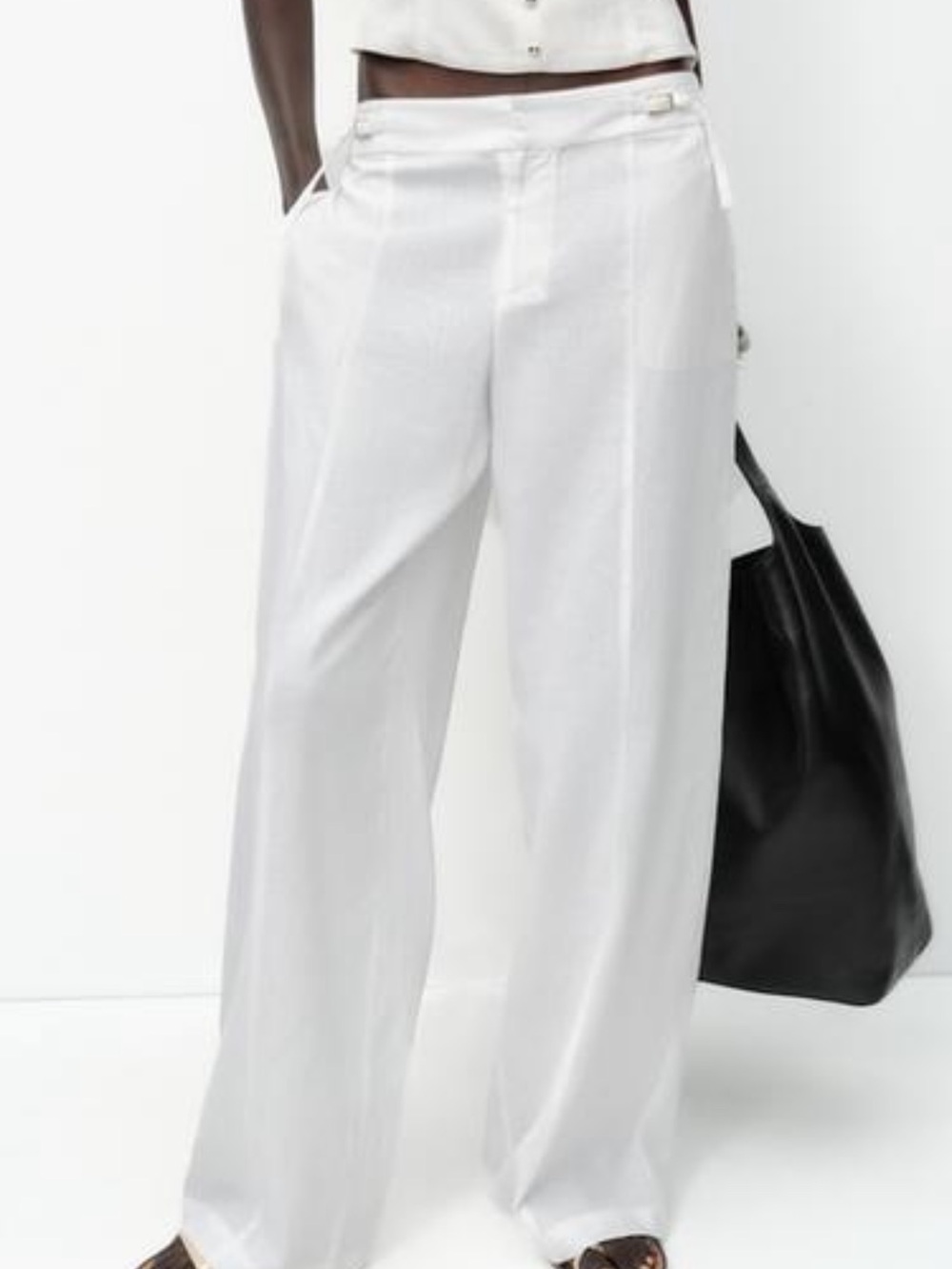Zara White Wide-Leg Men’s Trousers